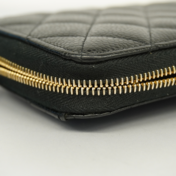 Auth Chanel Matelasse Bi-fold Long Wallet Gold Metal Fittings Women's Caviar ... - Picture 5 of 8